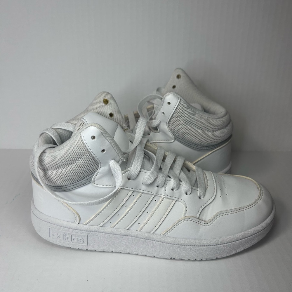 adidas White High-Top Sneakers with Subtle Gold Eyelets